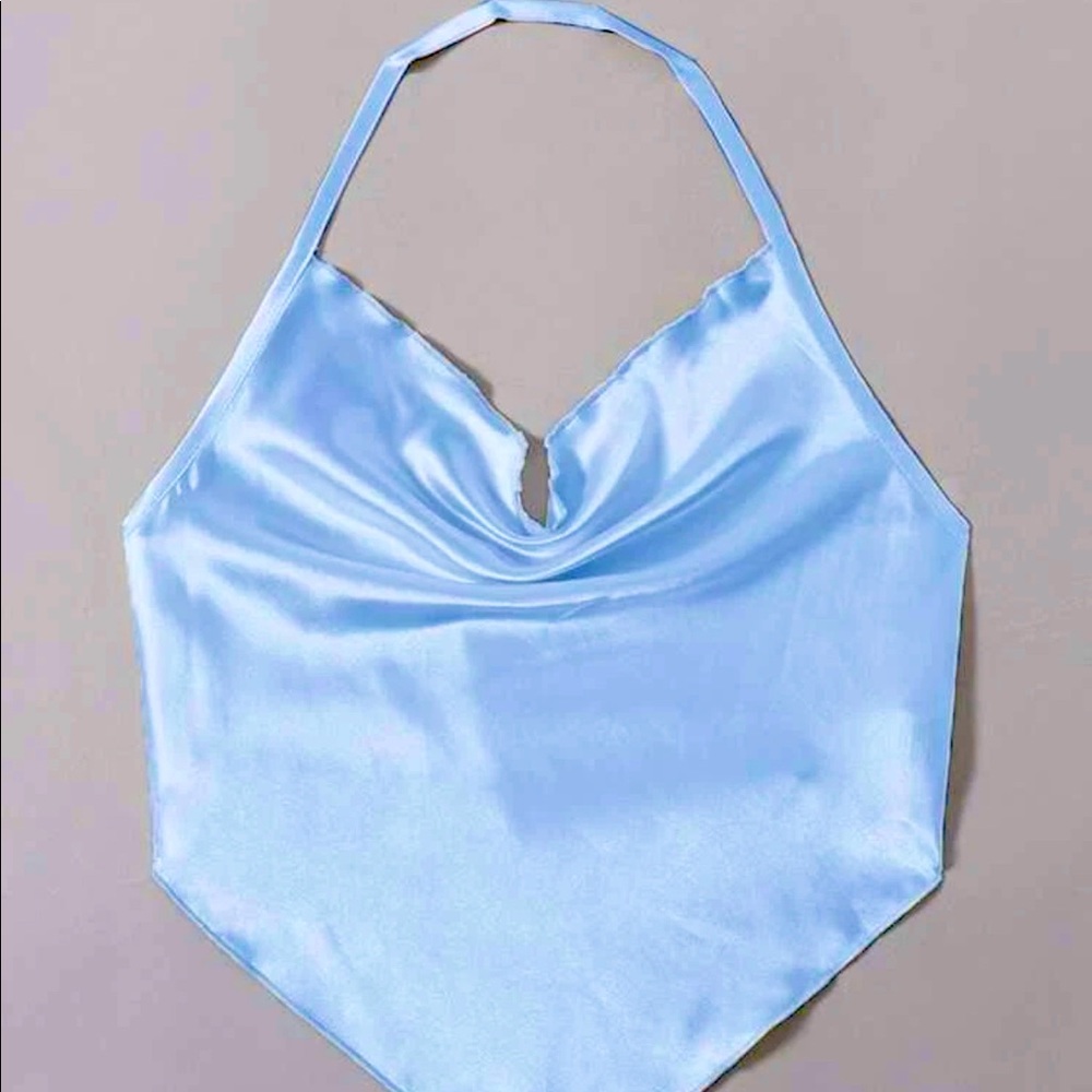 Light Blue Silk Tie Blouse